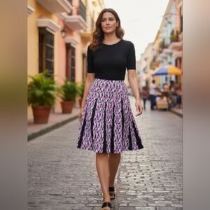 Gnw Womans Flare Swing Skirt Pink Black White In Large